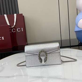 Fortok Gucci Dionysus Mini Bag Silver Patent Leather 16.5 x 10 x 4cm