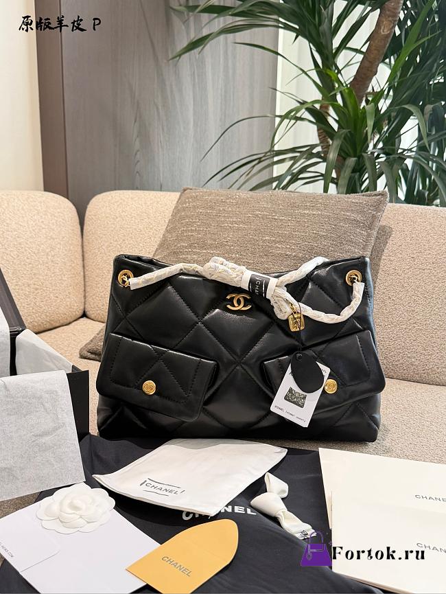 Fortok Chanel 2026 New Collection Shopping Bag Black 35cm - 1