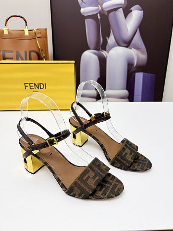 Fortok Fendi Delfina Brown Fabric High-heeled 65mm