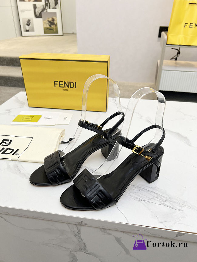 Fortok Fendi Delfina Black Leather High-heeled 65mm - 1
