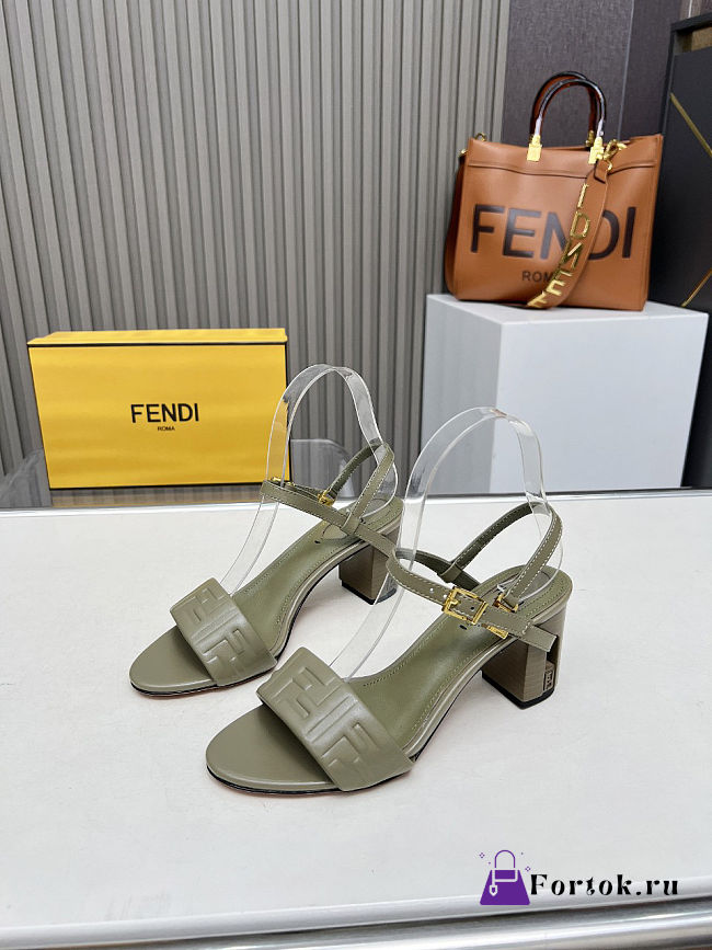 Fortok Fendi Delfina Green Leather High-heeled 65mm - 1