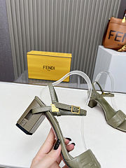 Fortok Fendi Delfina Green Leather High-heeled 65mm - 5