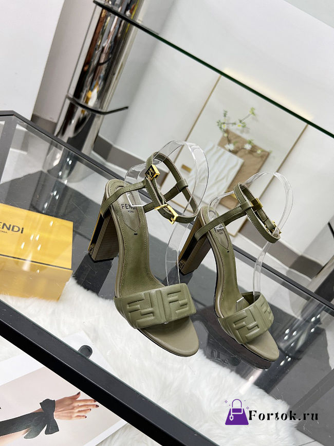 Fortok Fendi Delfina Green Leather High-heeled 95mm - 1