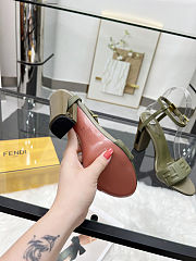 Fortok Fendi Delfina Green Leather High-heeled 95mm - 5