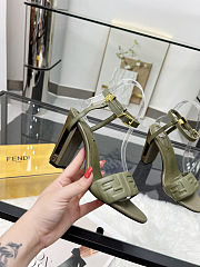 Fortok Fendi Delfina Green Leather High-heeled 95mm - 3