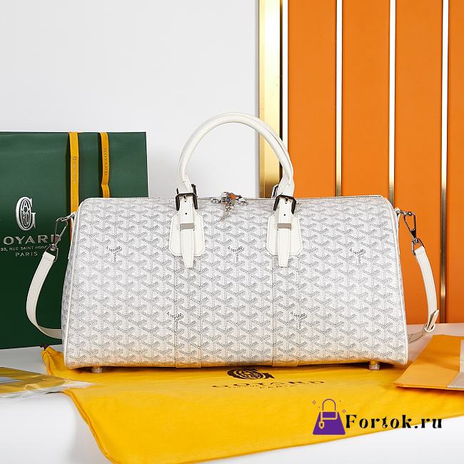 Fortok Goyard Boston bag 45 White 48×22×27cm - 1