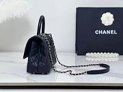 Fortok Chanel Coco Handle bag Quilted Caviar Leather Black 24x14x10cm  - 4