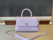 Fortok Chanel Coco Handle Flap Bag Light Pink Caviar Leather 23cm - 1