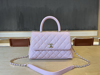Fortok Chanel Coco Handle Flap Bag Light Pink Caviar Leather 23cm