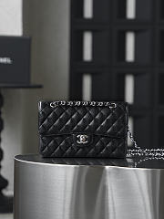Fortok Chanel Flap Bag Black Quilted Caviar Leather 14.5*23*6cm - 1