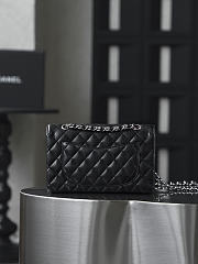 Fortok Chanel Flap Bag Black Quilted Caviar Leather 14.5*23*6cm - 6