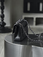 Fortok Chanel Flap Bag Black Quilted Caviar Leather 14.5*23*6cm - 5