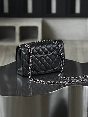 Fortok Chanel Flap Bag Black Quilted Caviar Leather 14.5*23*6cm - 4
