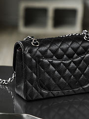 Fortok Chanel Flap Bag Black Quilted Caviar Leather 14.5*23*6cm - 3