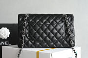 Fortok Chanel Flap Bag Black Quilted Caviar Leather 15.5 x 25.5 x 6.5cm - 3