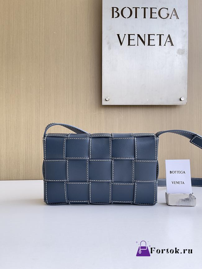 Fortok Bottega Veneta Cassette Messenger Bag Blue 23*15*6cm - 1