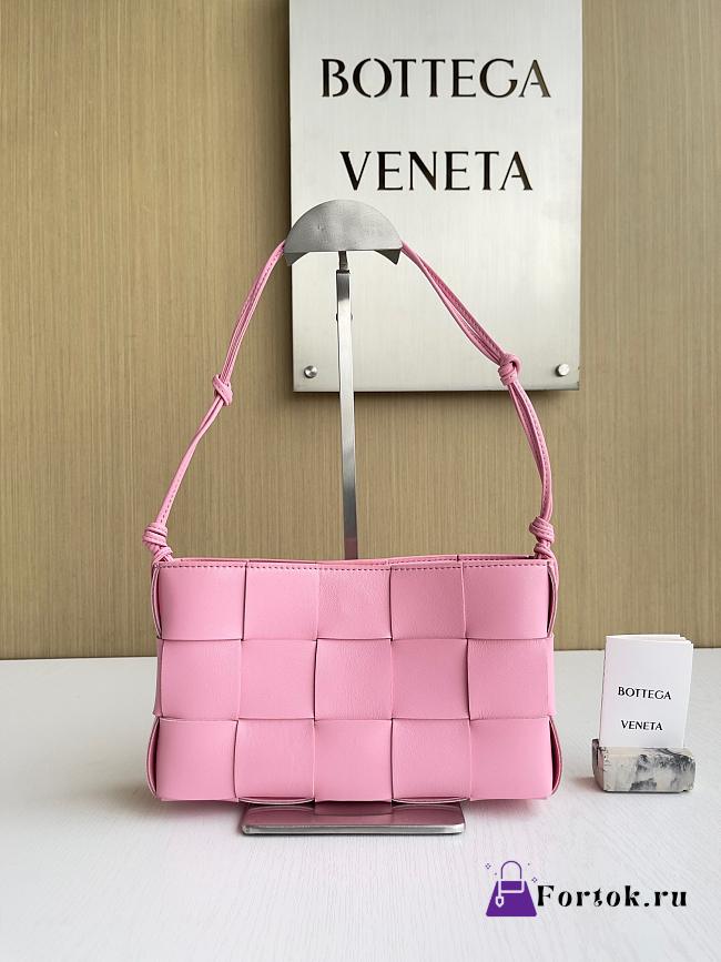 Fortok Bottega Veneta Cassette Intreccio Leather Pink 23*6.5*16cm - 1