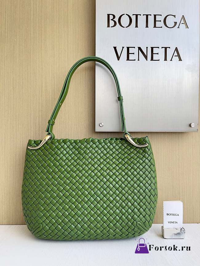 Fortok Bottega Veneta Clicker Bag Green Woven Leather 36*12*30cm - 1
