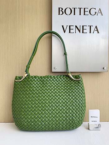 Fortok Bottega Veneta Clicker Bag Green Woven Leather 36*12*30cm