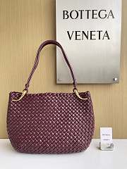 Fortok Bottega Veneta Clicker Bag Burgundy Woven Leather 36*12*30cm - 1