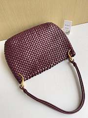 Fortok Bottega Veneta Clicker Bag Burgundy Woven Leather 36*12*30cm - 3