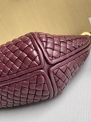 Fortok Bottega Veneta Clicker Bag Burgundy Woven Leather 36*12*30cm - 2