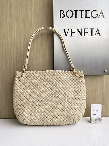 Fortok Bottega Veneta Clicker Bag Beige Woven Leather 36*12*30cm