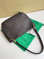 Fortok Bottega Veneta Clicker Bag Chocolate Brown Woven Leather 36*12*30cm - 6