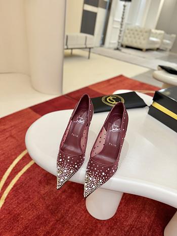 Fortok Christian Louboutin Follies Strass High Heels Burgundy 10cm 