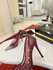 Fortok Christian Louboutin Follies Strass High Heels Burgundy 10cm  - 6