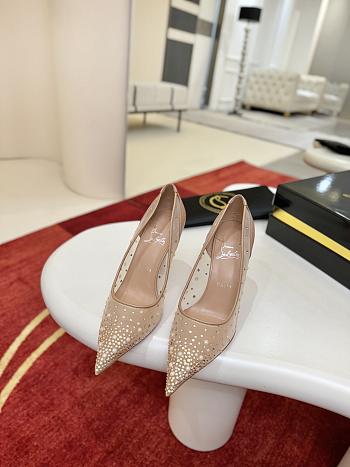 Fortok Christian Louboutin Follies Strass High Heels Beige 10cm
