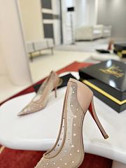 Fortok Christian Louboutin Follies Strass High Heels Beige 10cm - 2
