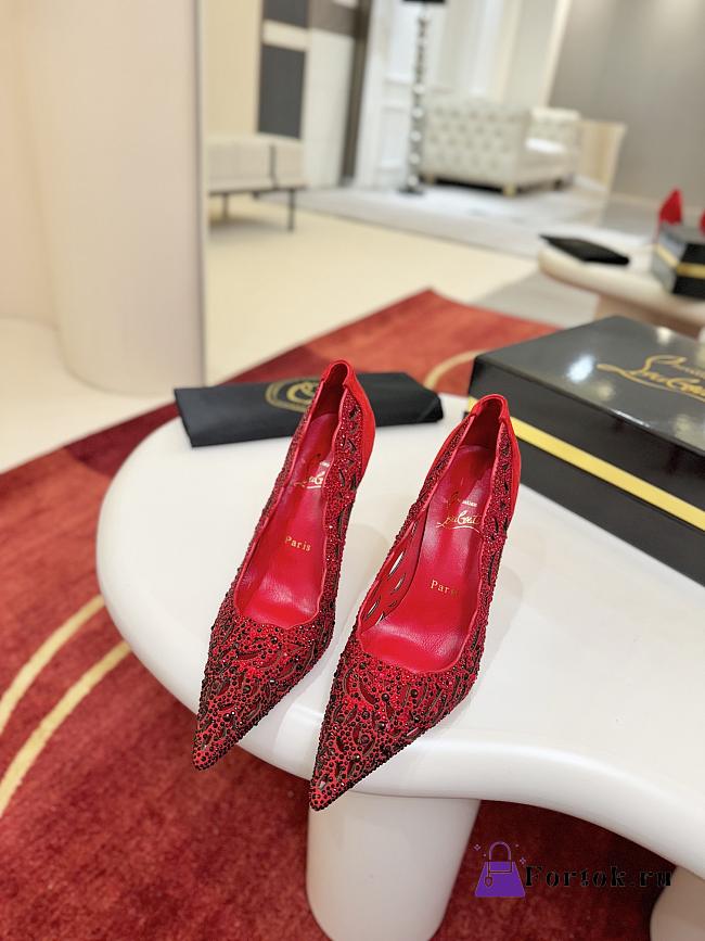 Fortok Christian Louboutin Lasera Strass Pump Red 10cm/8.5cm - 1