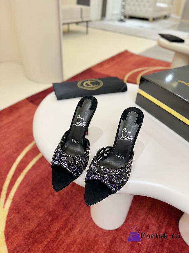 Fortok Christian Louboutin Lasera Strass-embellished mules Black 10cm/8.5cm - 1
