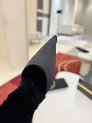 Fortok Christian Louboutin KM Fur Satin and Faux Fur Mules Black 10cm  - 6