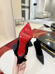 Fortok Christian Louboutin KM Fur Satin and Faux Fur Mules Black 10cm  - 5
