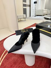 Fortok Christian Louboutin KM Fur Satin and Faux Fur Mules Black 10cm  - 2