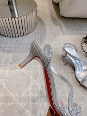 Fortok Christian Louboutin Rosalie Strass Silver Heels 6cm - 6