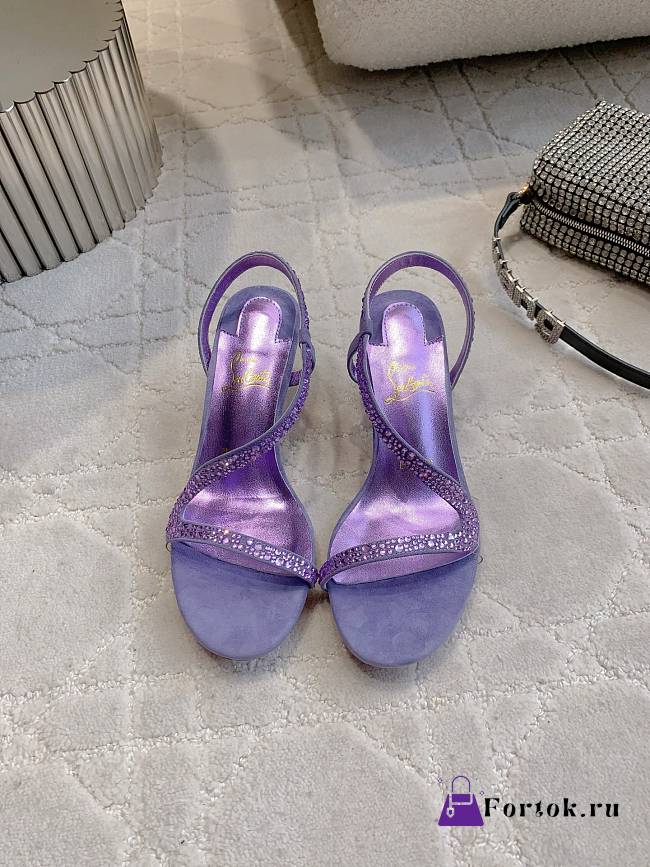 Fortok Christian Louboutin Rosalie Strass Purple Heels 6cm - 1
