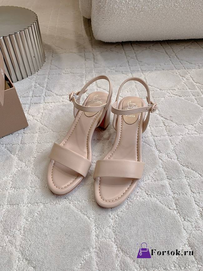 Fortok Christian Louboutin Miss Jane Ankle-Strap Sandals Beige 6.5cm - 1