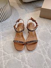 Fortok Christian Louboutin Pyrasand 30 Studded Leather Sandals Brown  - 1