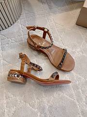 Fortok Christian Louboutin Pyrasand 30 Studded Leather Sandals Brown  - 6
