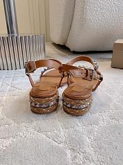 Fortok Christian Louboutin Pyrasand 30 Studded Leather Sandals Brown  - 3