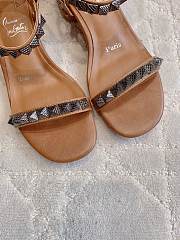 Fortok Christian Louboutin Pyrasand 30 Studded Leather Sandals Brown  - 2