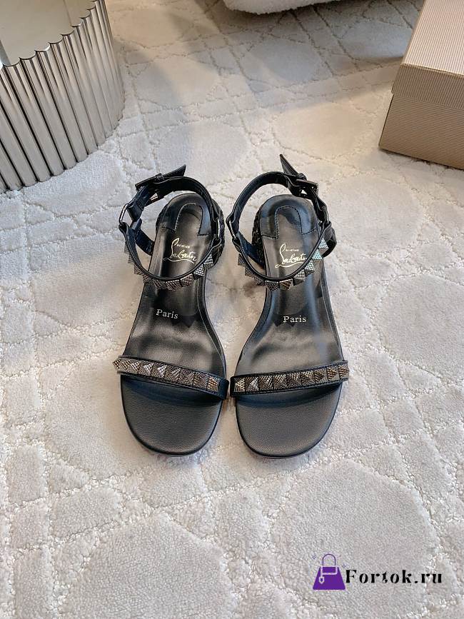 Fortok Christian Louboutin Pyrasand 30 Studded Leather Sandals Black  - 1
