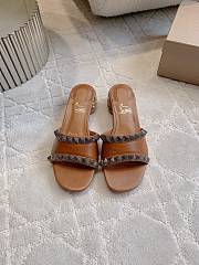 Fortok Christian Louboutin Pyrasand Studded Leather Mules Brown  - 1