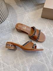 Fortok Christian Louboutin Pyrasand Studded Leather Mules Brown  - 6