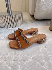 Fortok Christian Louboutin Pyrasand Studded Leather Mules Brown  - 3