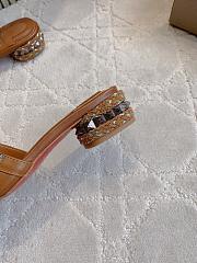 Fortok Christian Louboutin Pyrasand Studded Leather Mules Brown  - 2