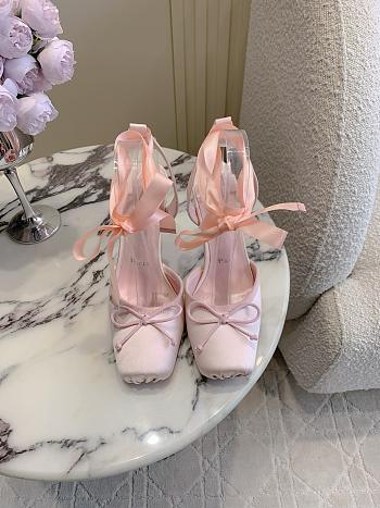Fortok Christian Louboutin Cassia Lace Up Crepe satin Pink 10cm